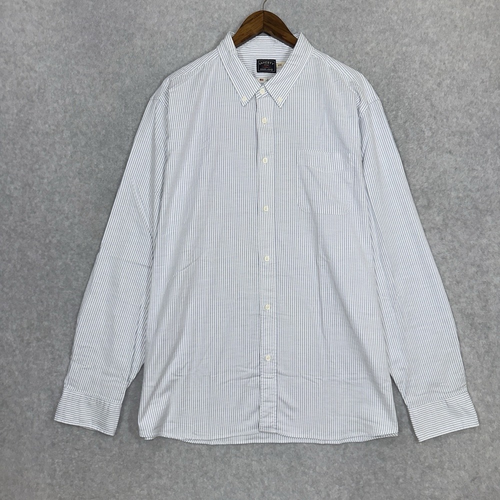 Faherty SUPIMA OXFORD Button Down Shirt Mens XXL Blue Stripe Stretch Long Sleeve